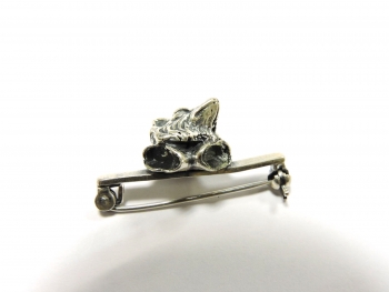 Broche argent massif t�te de renard pour 2 crocs ou 2 griffes renard