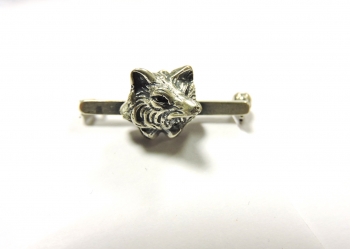 Broche argent massif t�te de renard pour 2 crocs ou 2 griffes renard